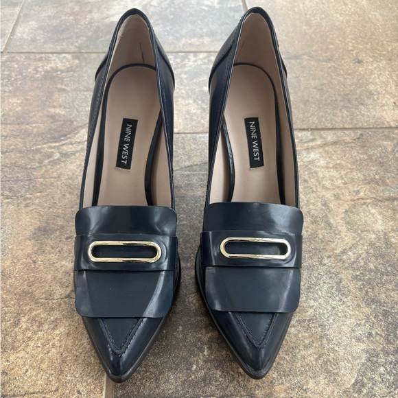Nine West Navy Blue Heeled Loafers - Picture 2 of 7